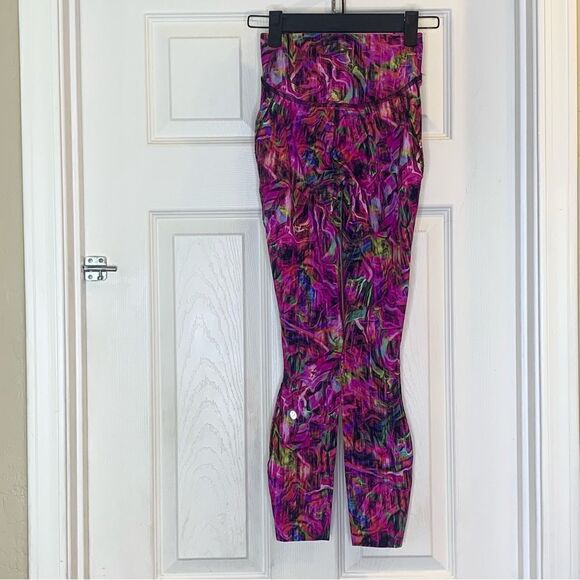 Lululemon Fast and Free High-Rise Tight 25" Size 0 Hyper Flow Pink Multi - Picture 3 of 9